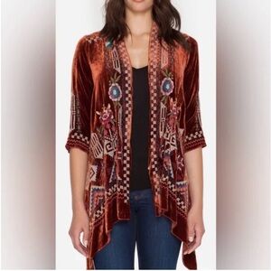 NWT!! Johnny Was Size M Daniela Embroidered Velvet Cardigan